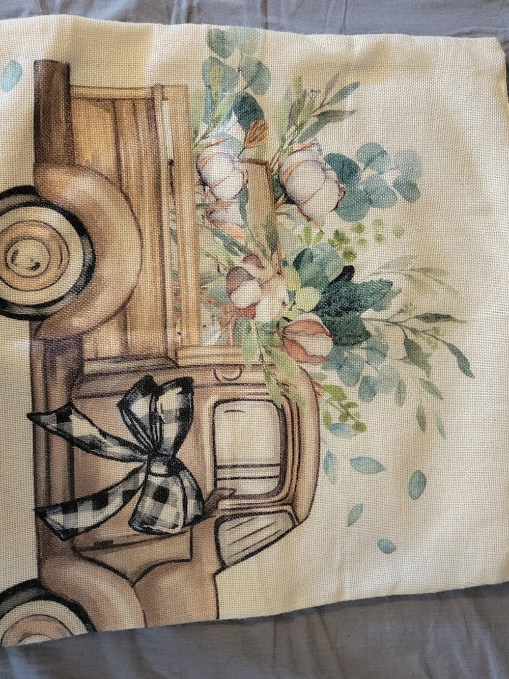 Farmhouse Vintage Farm Truck Floral Canvas Pillow Cover Set Of 2